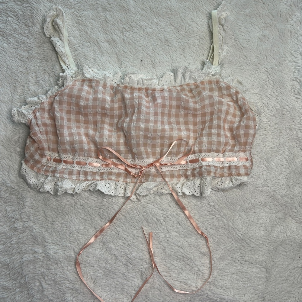 Plus size Sugar Thrillz pink gingham crop top
